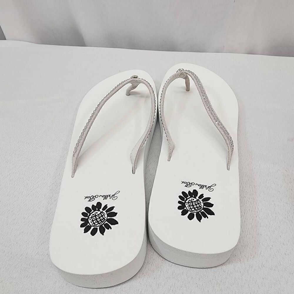 Yellow Box Size 10 Women's Jello Rhinestone Sandals White Beach Summer Comfort N - Picture 3 of 8